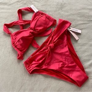 Small VS strawberry red two piece swimsuit